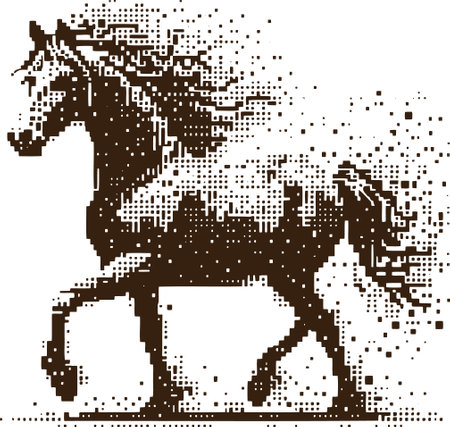 Illustration of a horse in a halftone style on a white backgroundのイラスト素材