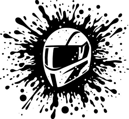 illustration of a racing helmet on a white background with splashesのイラスト素材