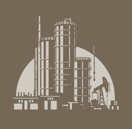Industrial landscape. Silhouette of the factory. Vector illustrationのイラスト素材