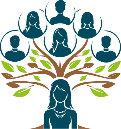 Illustration art of a group of people tree icon with isolated backgroundのイラスト素材