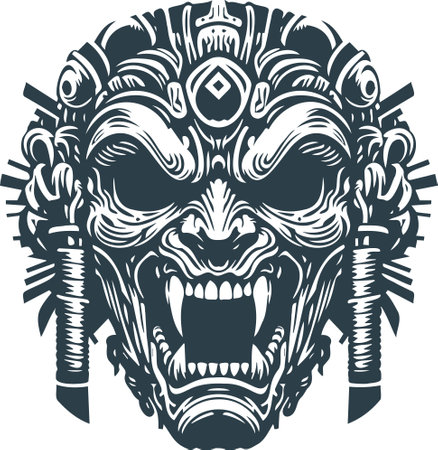 Tribal Mask.Vector illustration ready for vinyl cutting.T-shirt design.のイラスト素材