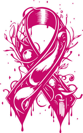 Breast Cancer Awareness Ribbon. Vector illustration ready for vinyl cutting.のイラスト素材