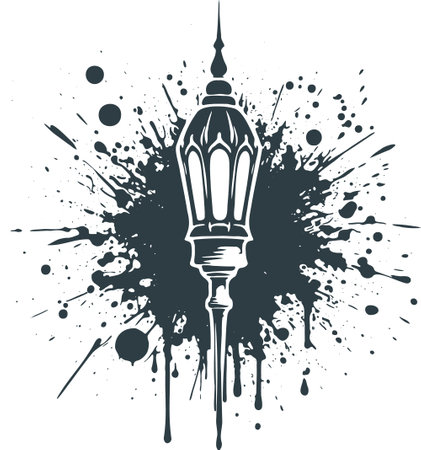 Ramadan Kareem greeting card. Arabic lantern with grunge background. Vector illustration.のイラスト素材