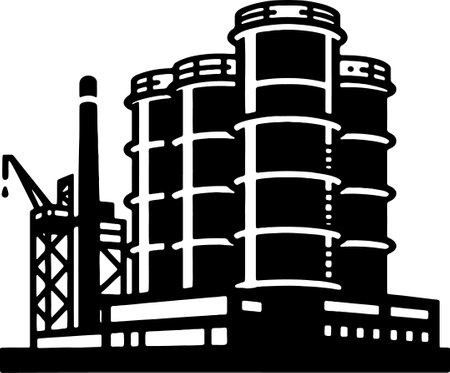 Industrial Buildings.Vector illustration ready for vinyl cutting.Isolated on white background.のイラスト素材
