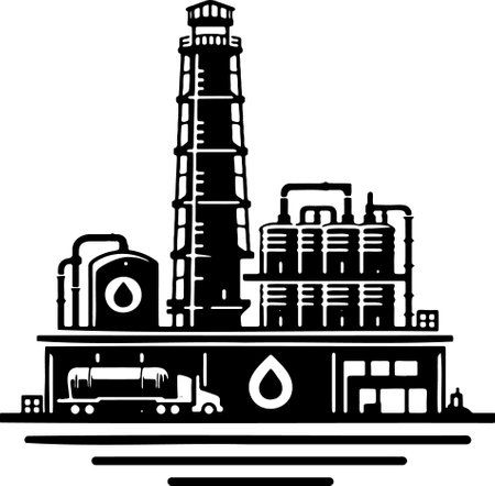 Petrochemical Plant.Vector illustration ready for vinyl cutting or t-shirt printing.のイラスト素材