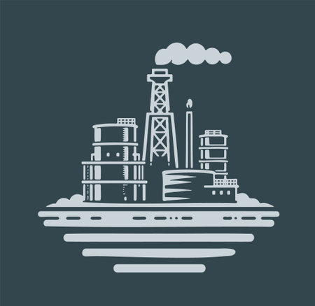 Oil refinery icon. Vector illustration of oil and gas industry. Flat designのイラスト素材