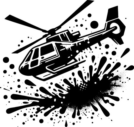 Helicopter.Vector illustration ready for vinyl cutting. Vinyl-ready.のイラスト素材