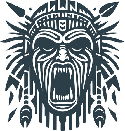 Tribal indian warrior.Vector illustration ready for vinyl cutting.のイラスト素材