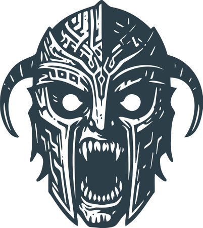 Tribal warrior mask.Vector illustration ready for vinyl cutting.のイラスト素材