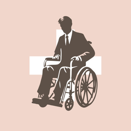 Businessman in a wheelchair. Handicapped person. Vector illustration.のイラスト素材