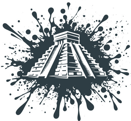 Chichen Itza - Mayan pyramid. Vector illustration on white background.のイラスト素材