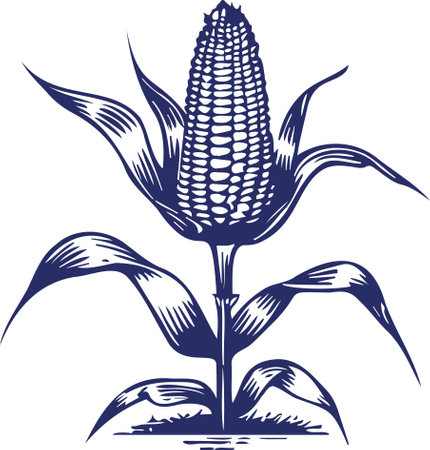 Illustration of a corn cob on white background done in retro woodcut style.のイラスト素材