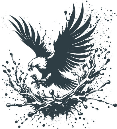 Eagle and splash of ink. Vector illustration for your design.のイラスト素材