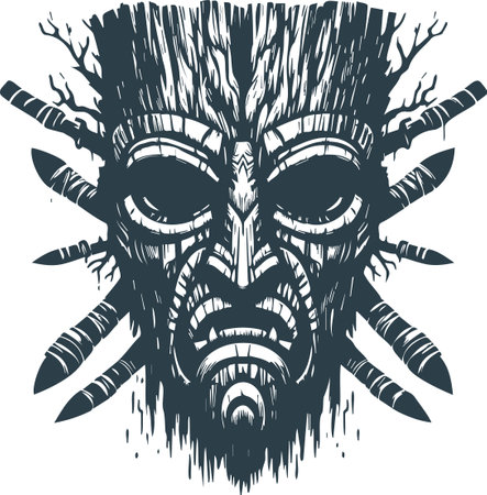 Tribal mask. Vector illustration ready for vinyl cutting. T-shirt design.のイラスト素材