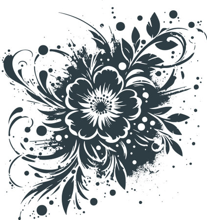 Grunge floral background with flowers, element for design, vector illustrationのイラスト素材
