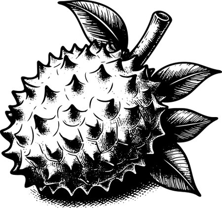 Sketch of Durian Fruit. Vector illustration ready for vinyl cutting.のイラスト素材