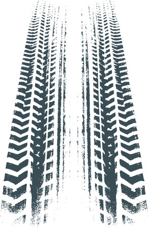 Minimalist Graphic Design of Tire Prints on a White Backgroundのイラスト素材