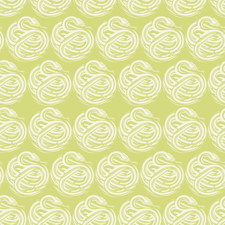 Repeating Vector Graphic of Serpents in a Circular Design on a Pastel Backgroundのイラスト素材