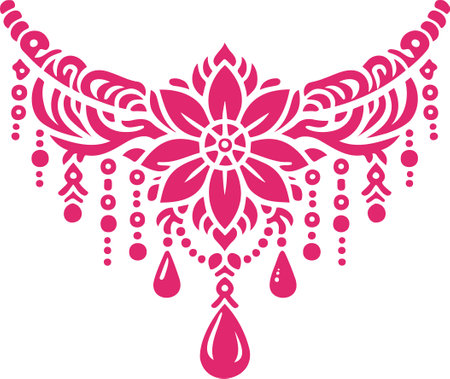 Intricate floral mandala design with hanging elements in a stylized ornamental vector art styleのイラスト素材