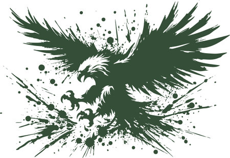A dynamic silhouette of an eagle in mid flightのイラスト素材