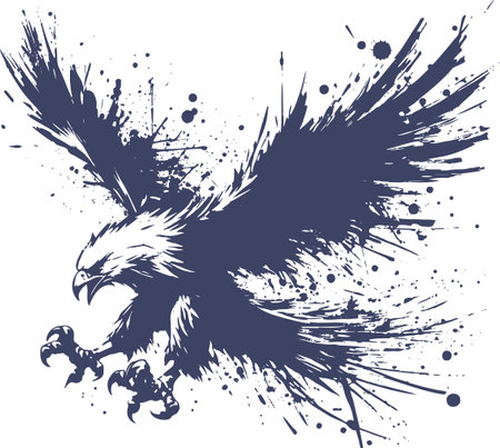 A Dynamic Dive into Freedom An Abstract Ink Wash Eagle in Flightのイラスト素材