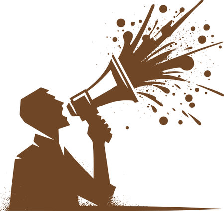 Powerful Proclamation A Silhouette of a Person Shouting Through a Megaphoneのイラスト素材