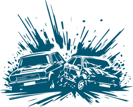 Collision on the road two cars at the time of the accidentのイラスト素材