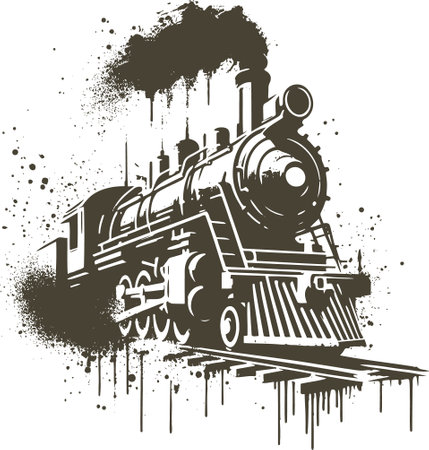 Dynamic Graphic Illustration of a Steam Train