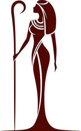 Silhouette of an Egyptian Goddess in Minimalist Art Style Suitable for Cultural and Historical Illustrationsのイラスト素材