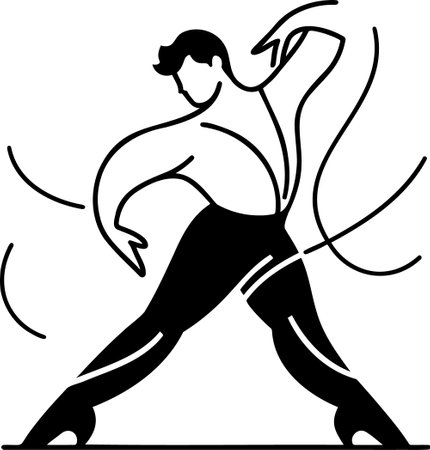 Dynamic Male Dancer Silhouette in Minimalist Modern Vector Design Styleのイラスト素材
