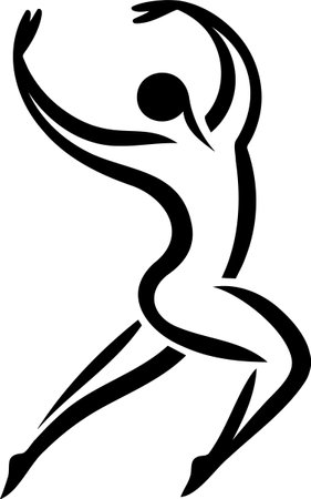 Dynamic Abstract Figure in Motion Minimalist Line Artのイラスト素材