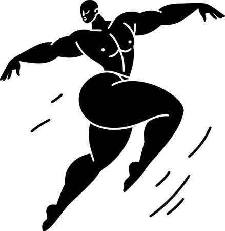 Dynamic Silhouette of an Athletic Figure in Motion Minimalist Artのイラスト素材