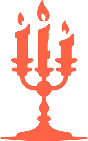 Minimalist Red Silhouette of a Three Armed Candelabraのイラスト素材