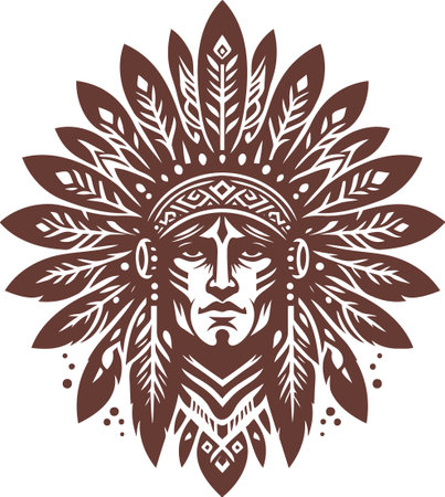 Intricate Feathered Mandala with Central Mirror in Tribal Art Styleのイラスト素材