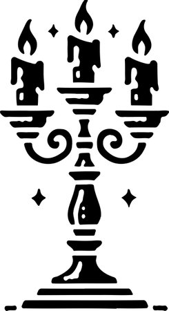 Ornate Candlestick with Three Lit Candles and Starsのイラスト素材