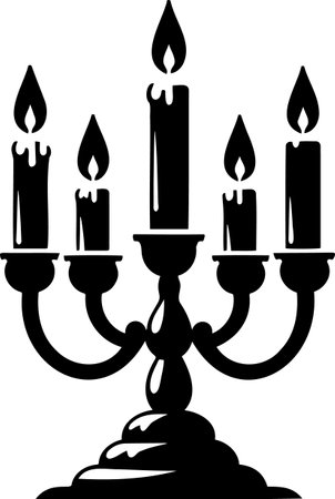 Ornate Candlestick with Five Lit Candlesのイラスト素材