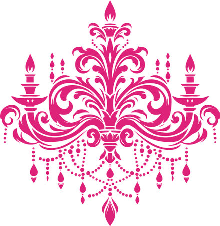 Ornate Pink Chandelier with Floral Patterns in Vector Art Styleのイラスト素材