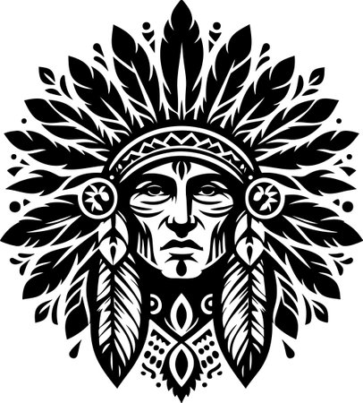 Profile of an Indian leader in a graphic design style vector stencilのイラスト素材