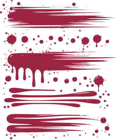 Abstract Red Paint Splashes and Strokes in Digital Art Styleのイラスト素材