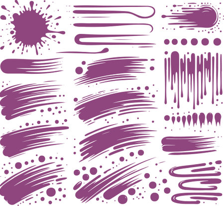 Energetic Purple Brushstrokes Abstract Digital Paintingのイラスト素材