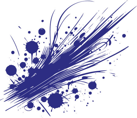 Abstract Blue Ink Splatter with Dynamic Brush Strokesのイラスト素材