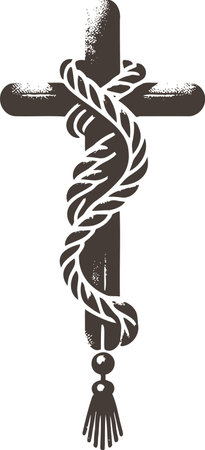 Cross with Twisted Rope in Vintage Graphic Styleのイラスト素材