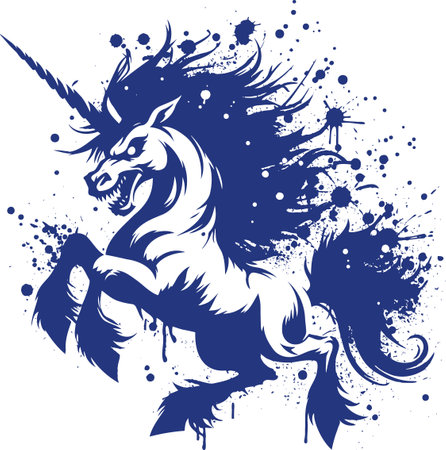 Charming Playful Unicorn with Colorful Mane in Cartoon Illustration Styleのイラスト素材