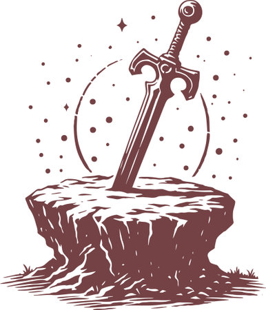 Sword Embedded in Stone with Stylized Engraving Arのイラスト素材