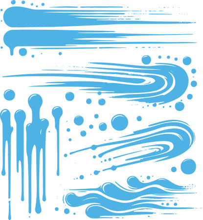 Artistic vector collection of ink strokes and watercolor splash patternsのイラスト素材