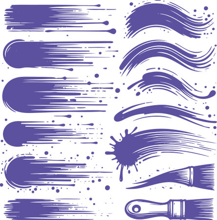 Abstract vector stencil collection of brush strokes and splashesのイラスト素材