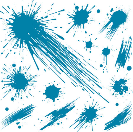 Abstract ink strokes and watercolor splash effects in stencil vector artのイラスト素材