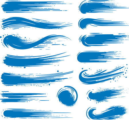 Abstract watercolor and ink stroke designs in stencil vector styleのイラスト素材