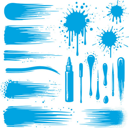 Elegant ink strokes and splash patterns in a watercolor stencil vectorのイラスト素材