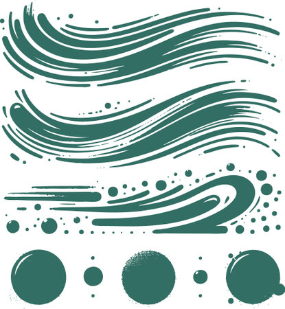 Minimalist stencil collection of artistic brush strokes and splash designsのイラスト素材